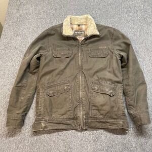 Kirra Mens Sherpa Lined Flannel Lined Work Jacket Brown Chore Coat Workwear‎